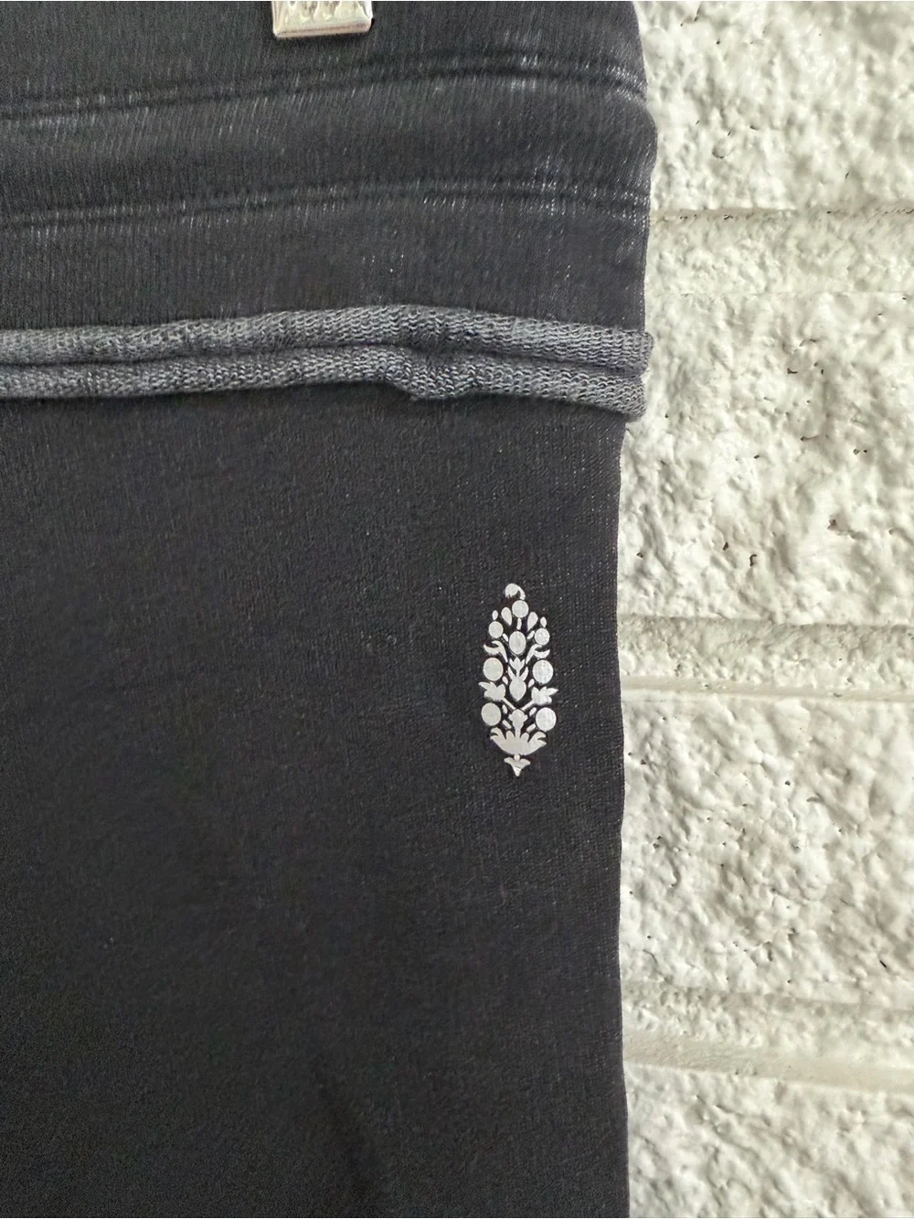 Free People Kyoto Black Washed Drawstring Patch-Pocket Leggings